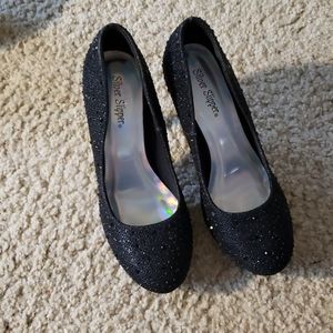 Black sparkly heels